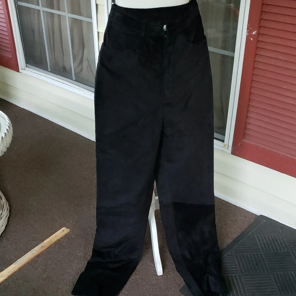 SCULLY GENUINE LEATHER High Waisted Elegant Combination Black Goth Women's Pants